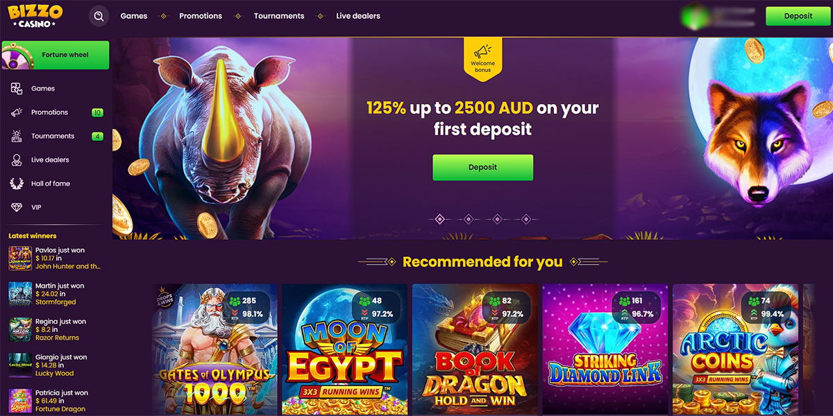 Bizzo Casino Page