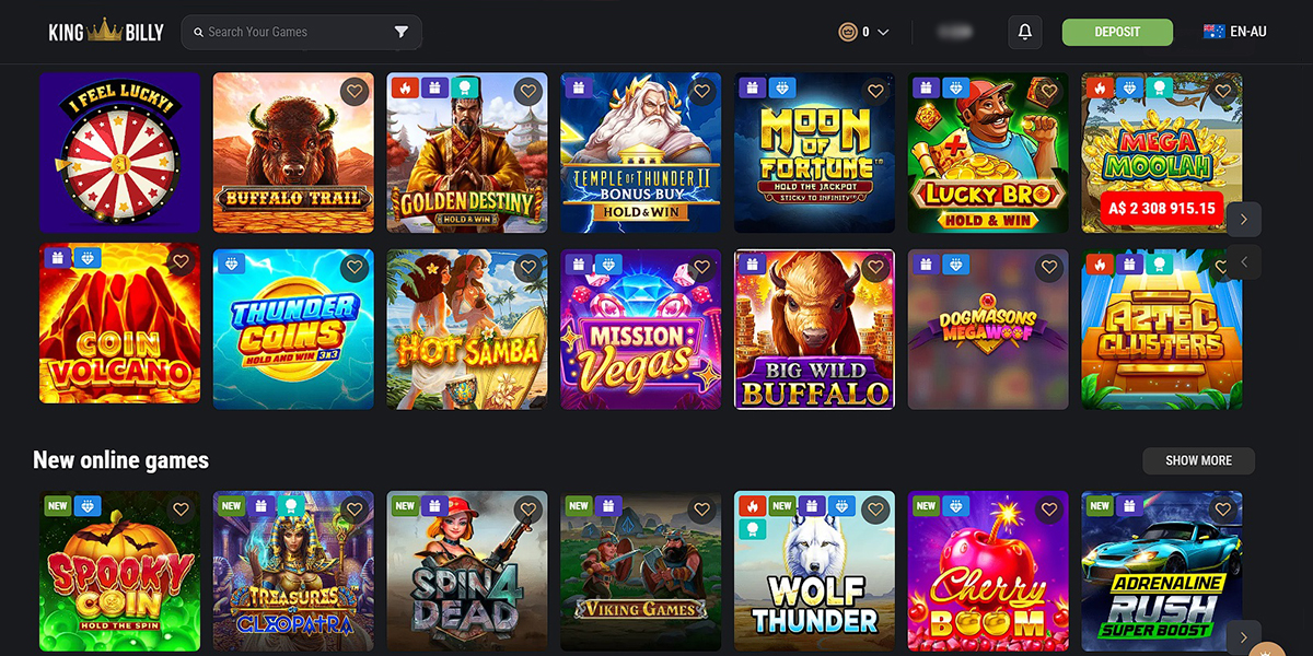 King Billy Casino Main Page