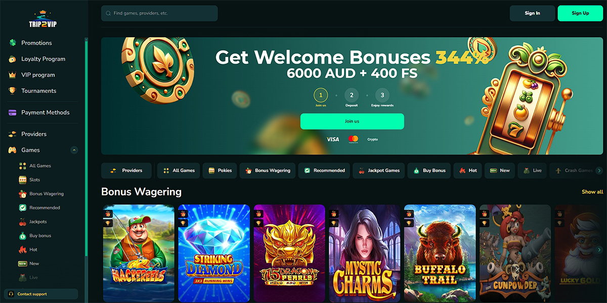 Trip2Vip Casino Page