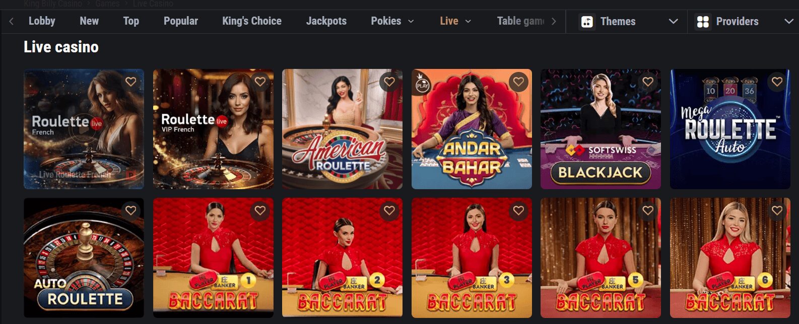 King Billy live dealers