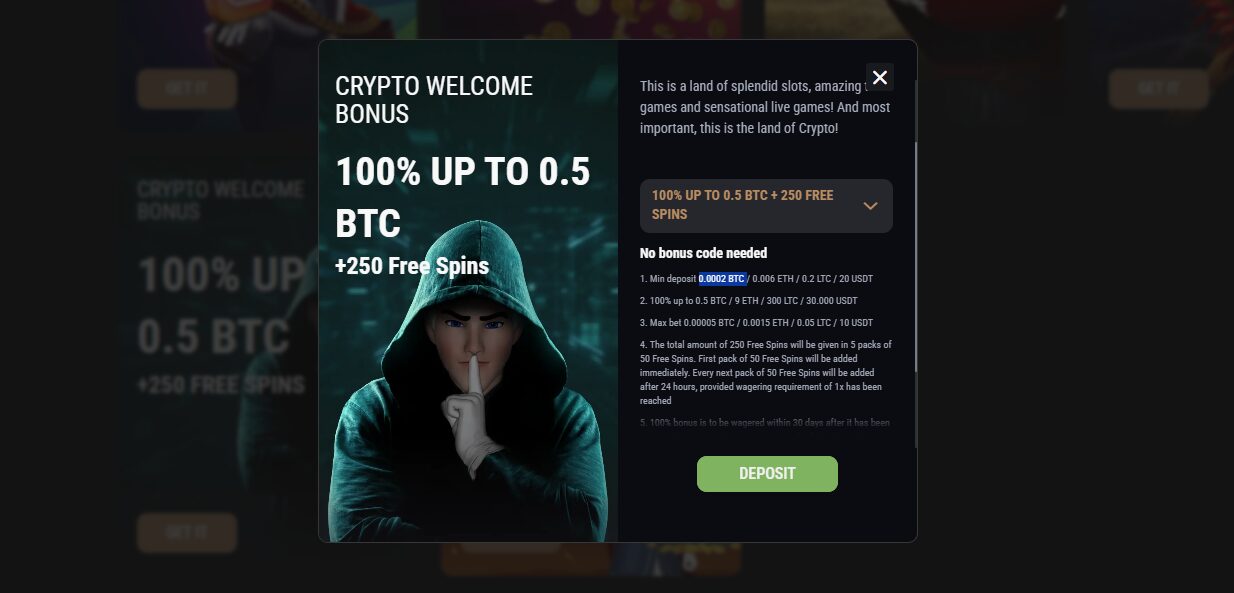 King Billy Crypto Welcome Bonus