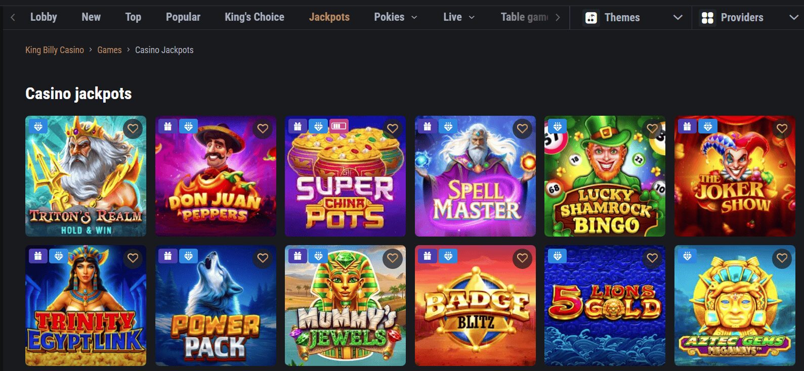 King Billy jackpots