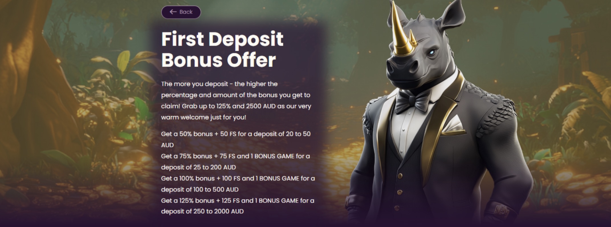 Bizzo Casino first deposit bonus info