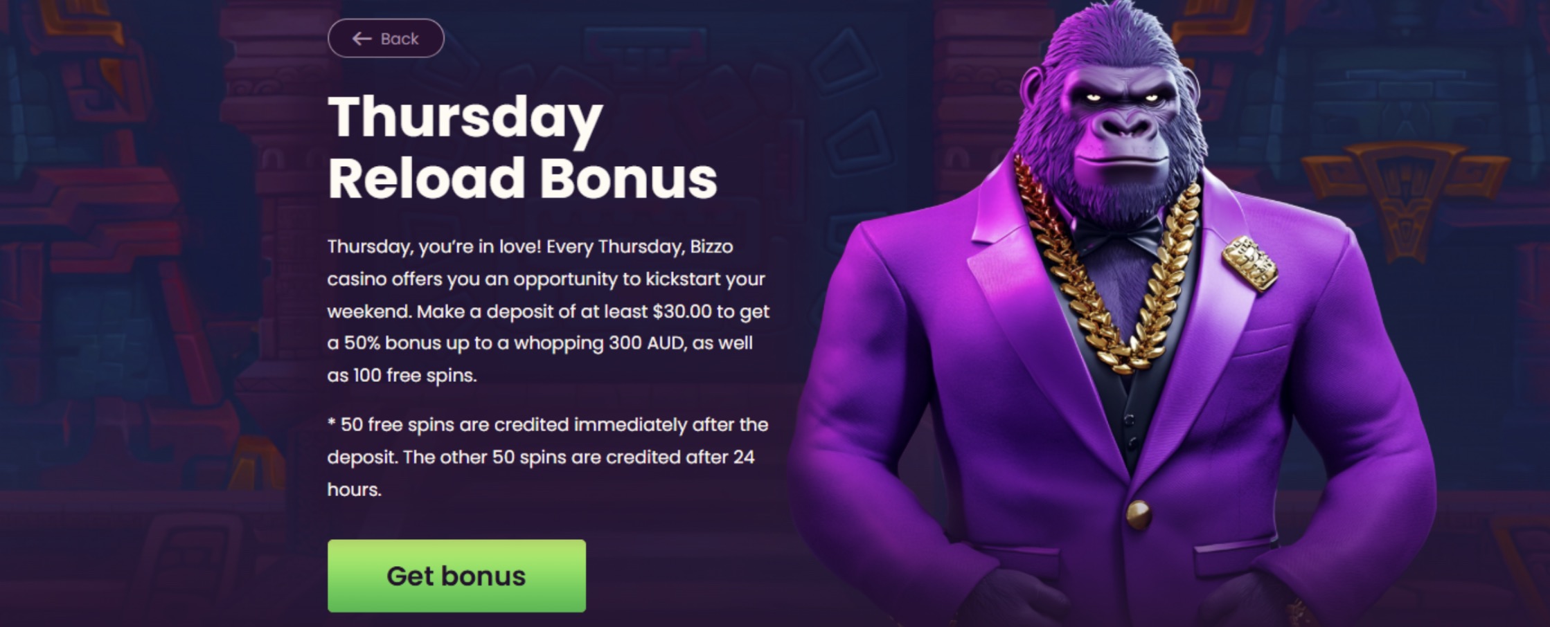 Bizzo Casino reload bonus