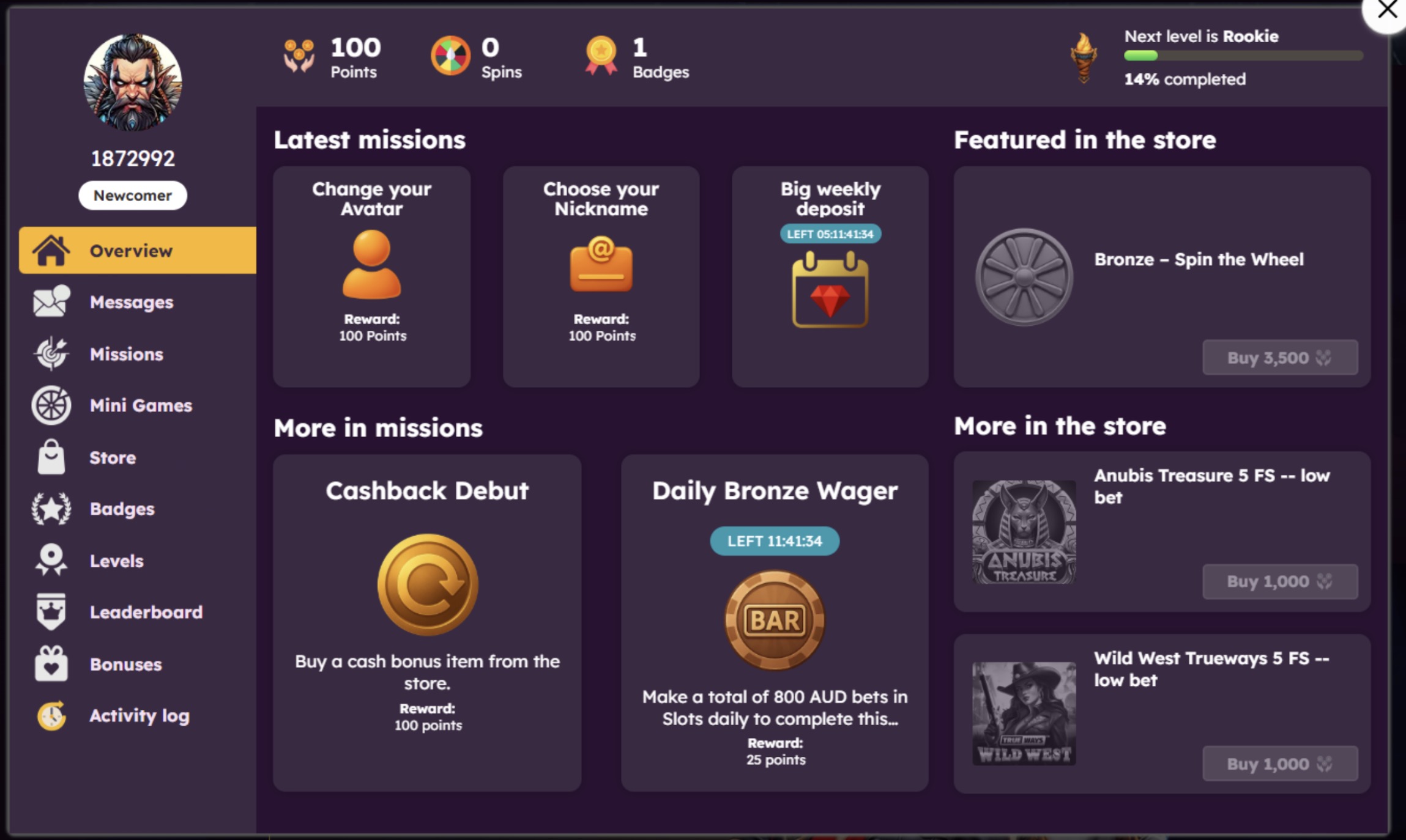 Bizzo Casino missions