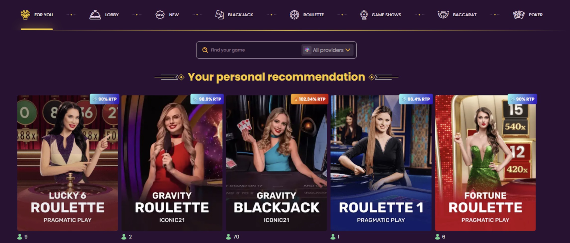 Bizzo Casino live dealers