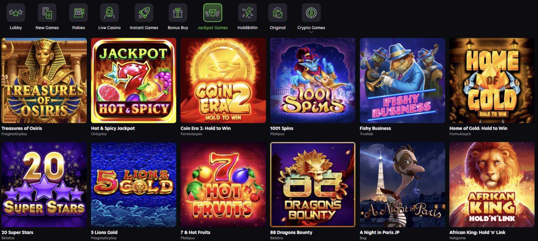 Neospin Casino jackpot games