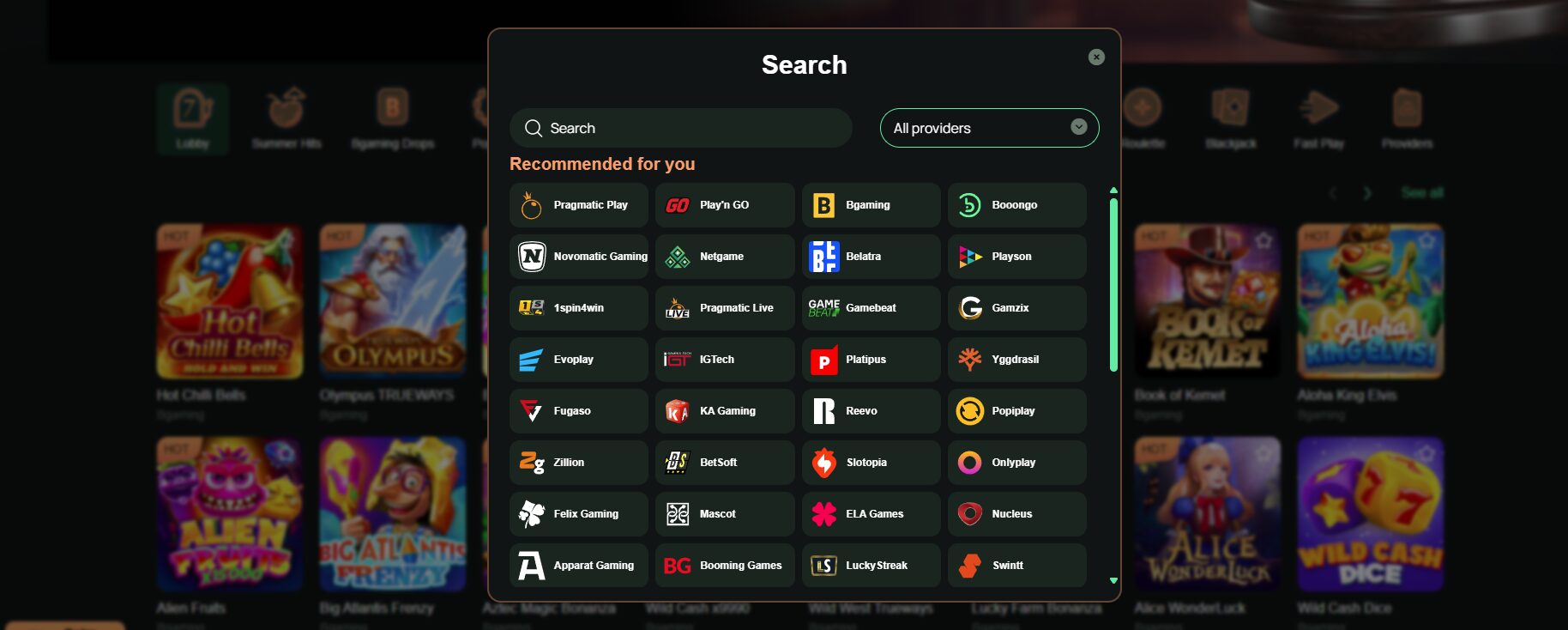 Ritzo Casino software providers