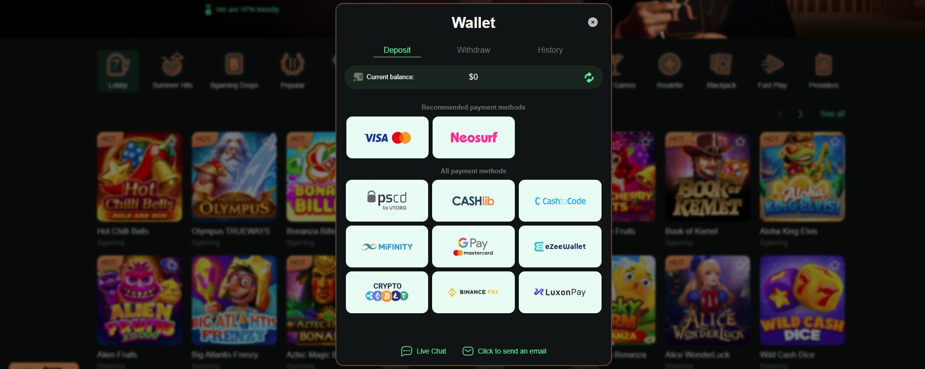 Ritzo payment methods