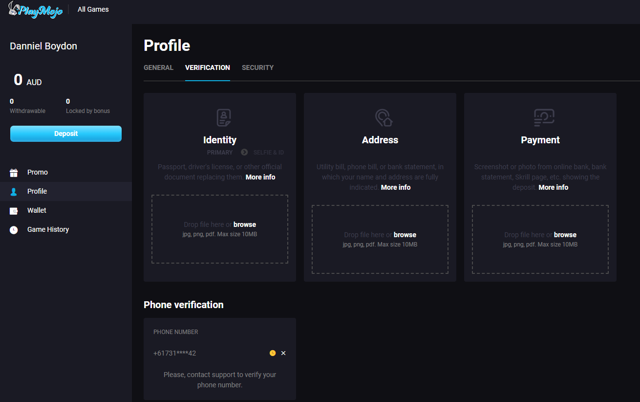 PlayMojo Casino Verification Requirements