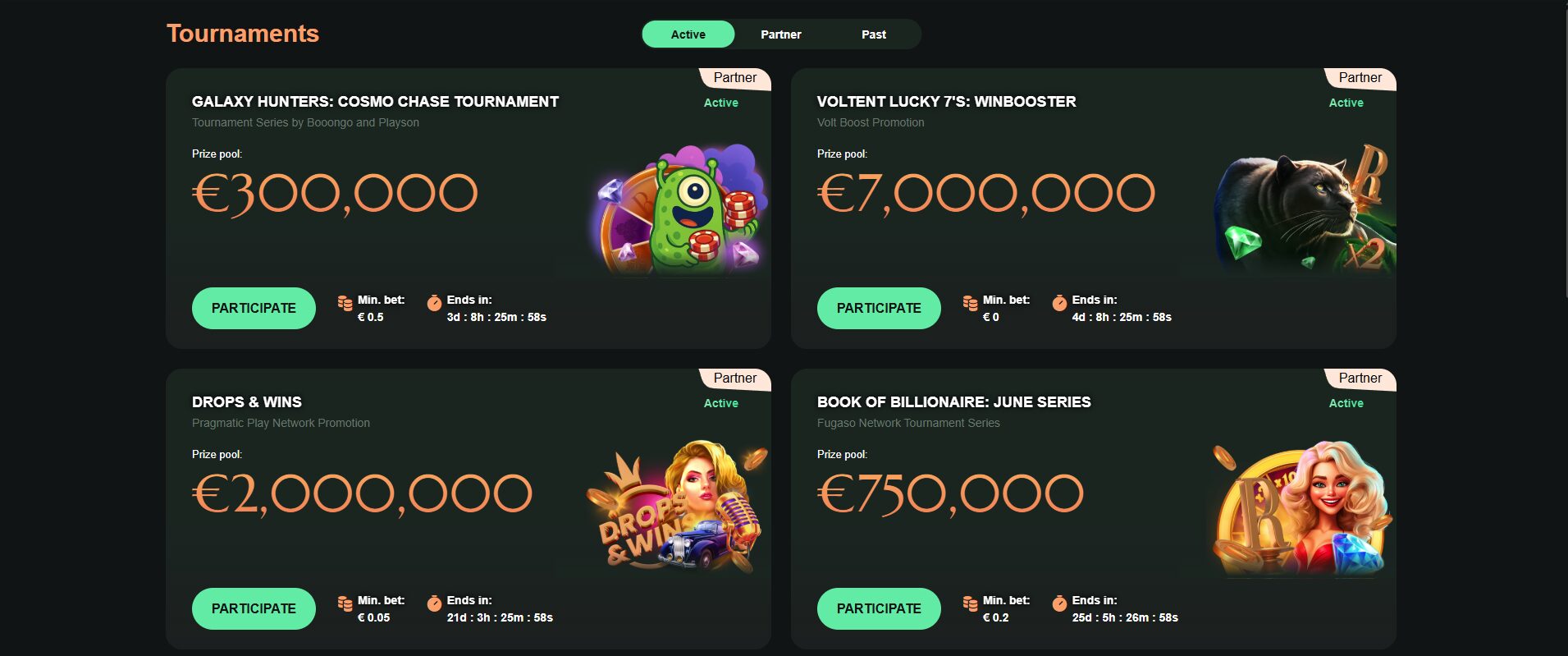 Ritzo Casino tournaments