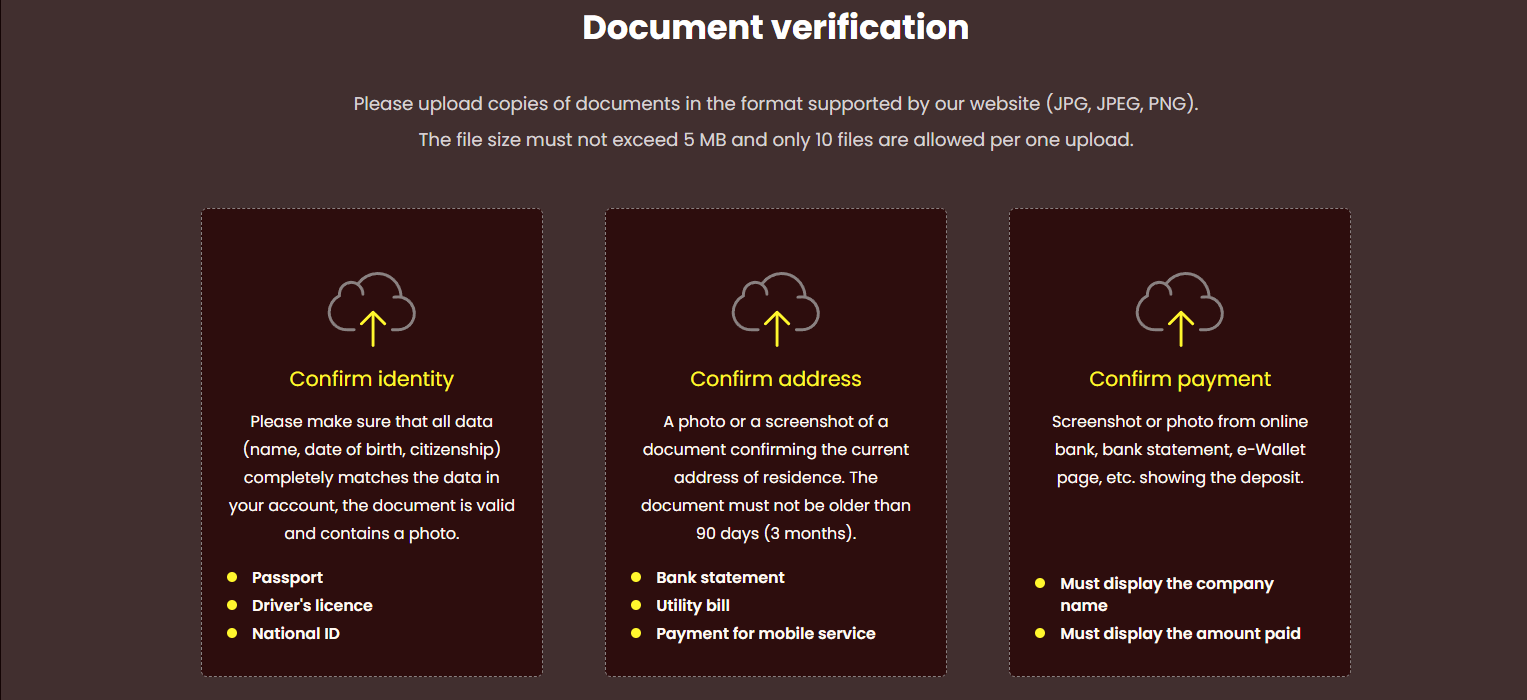 DragonSlots Casino KYC document verification requirements