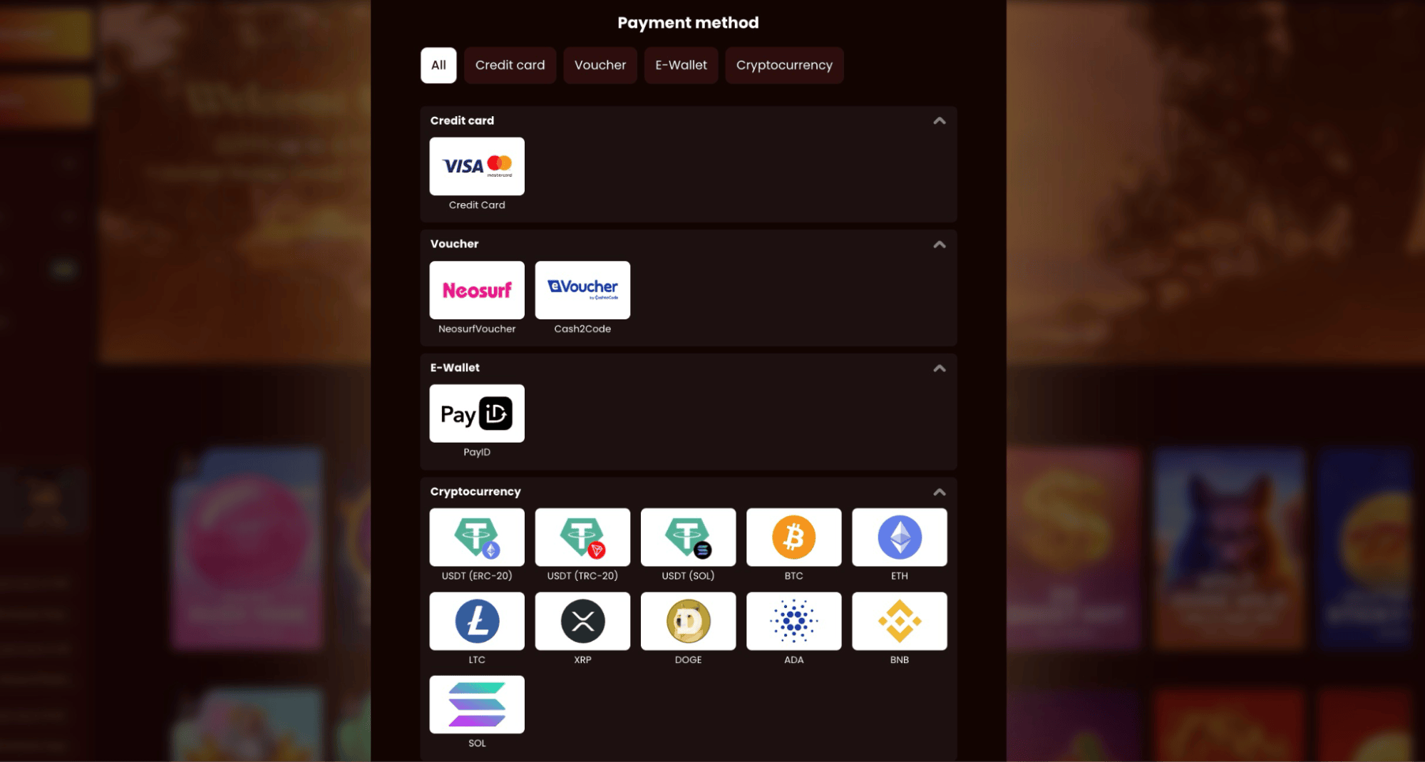 DragonSlots Casino payment methods