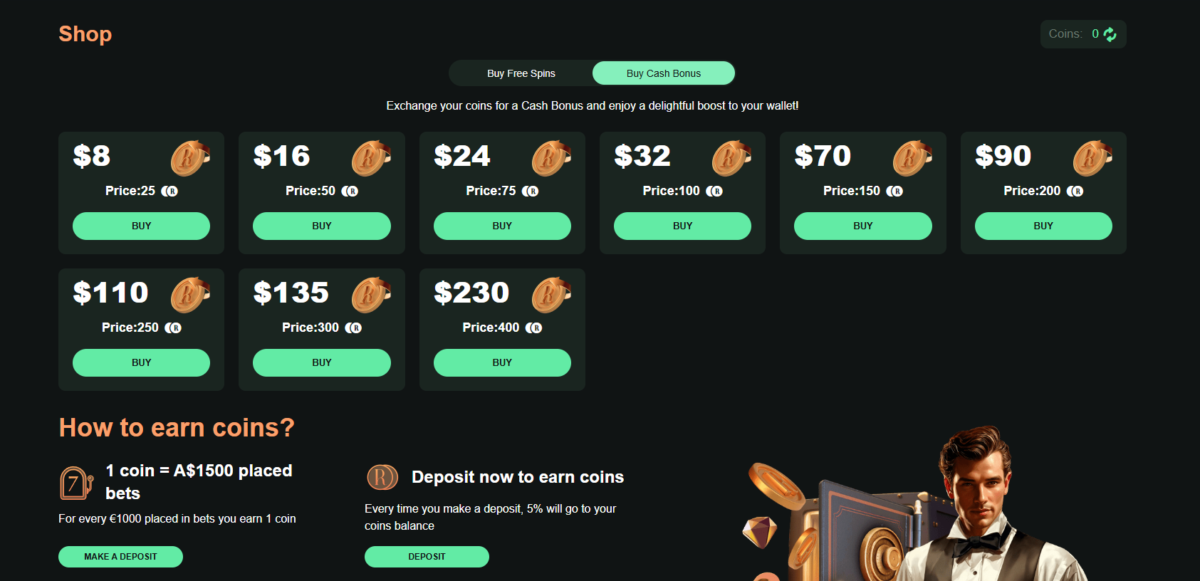 Ritzo Casino Bonus Shop