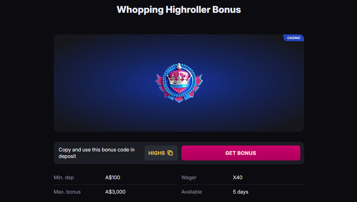 SkyCrown Casino high roller bonus