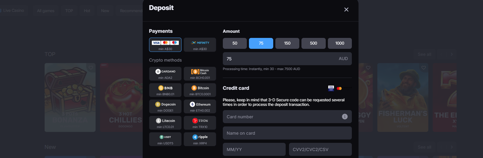 SkyCrown Casino payment methods