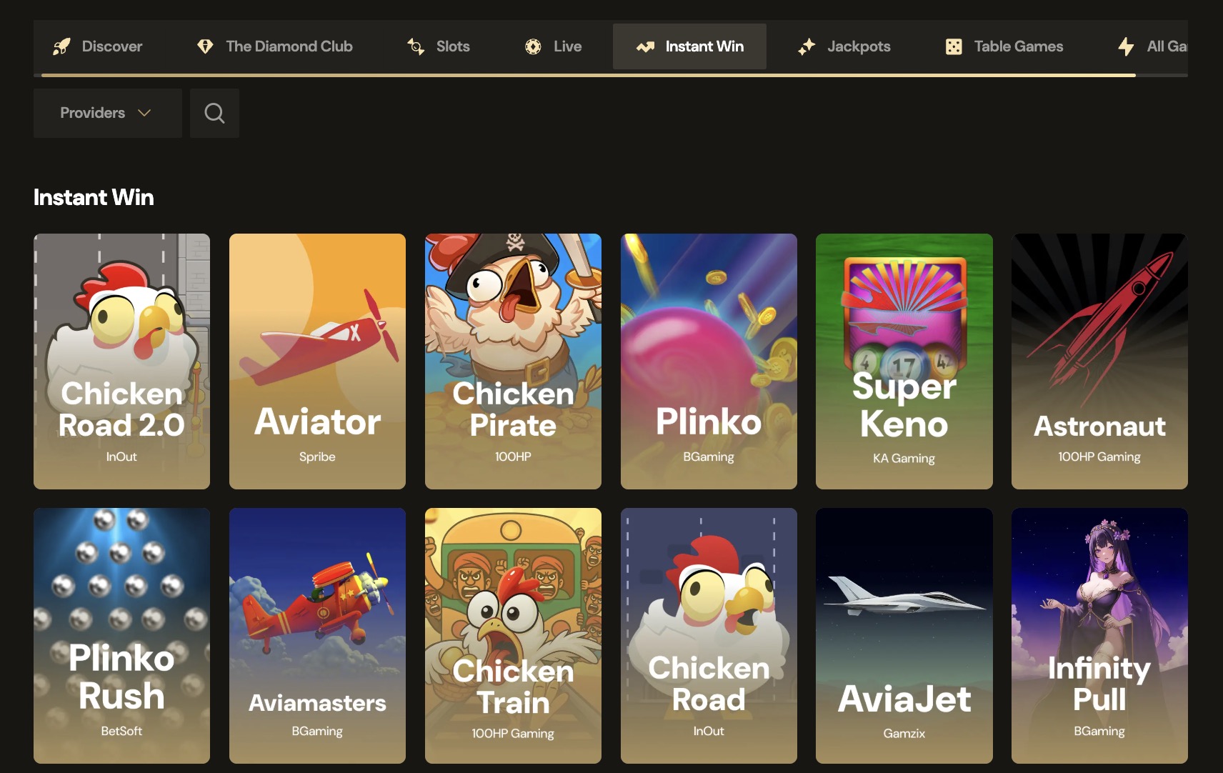 Lucky Ones Casino instant win games