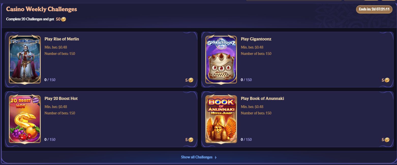 DivaSpin Casino weekly challenges