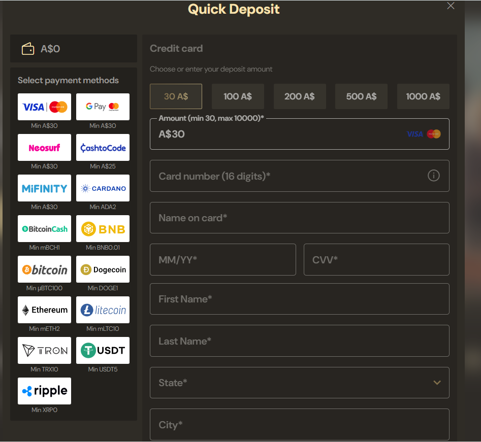 Payment Methods at Lucky Ones Casino