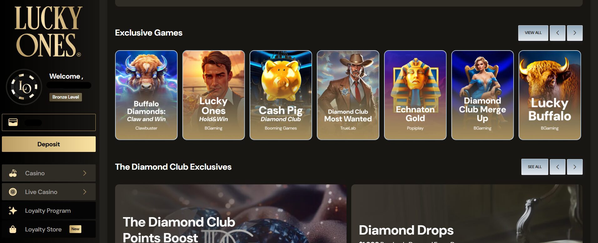 LuckyOnes The Diamond Club Games