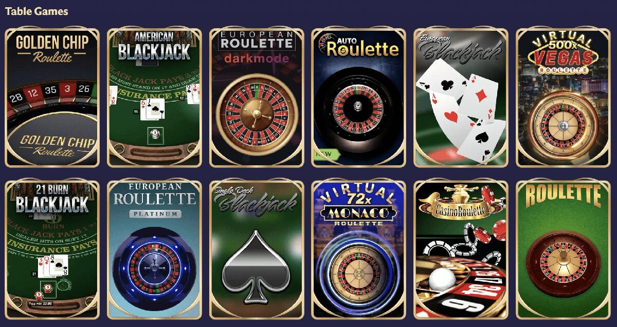 DivaSpin Casino table games