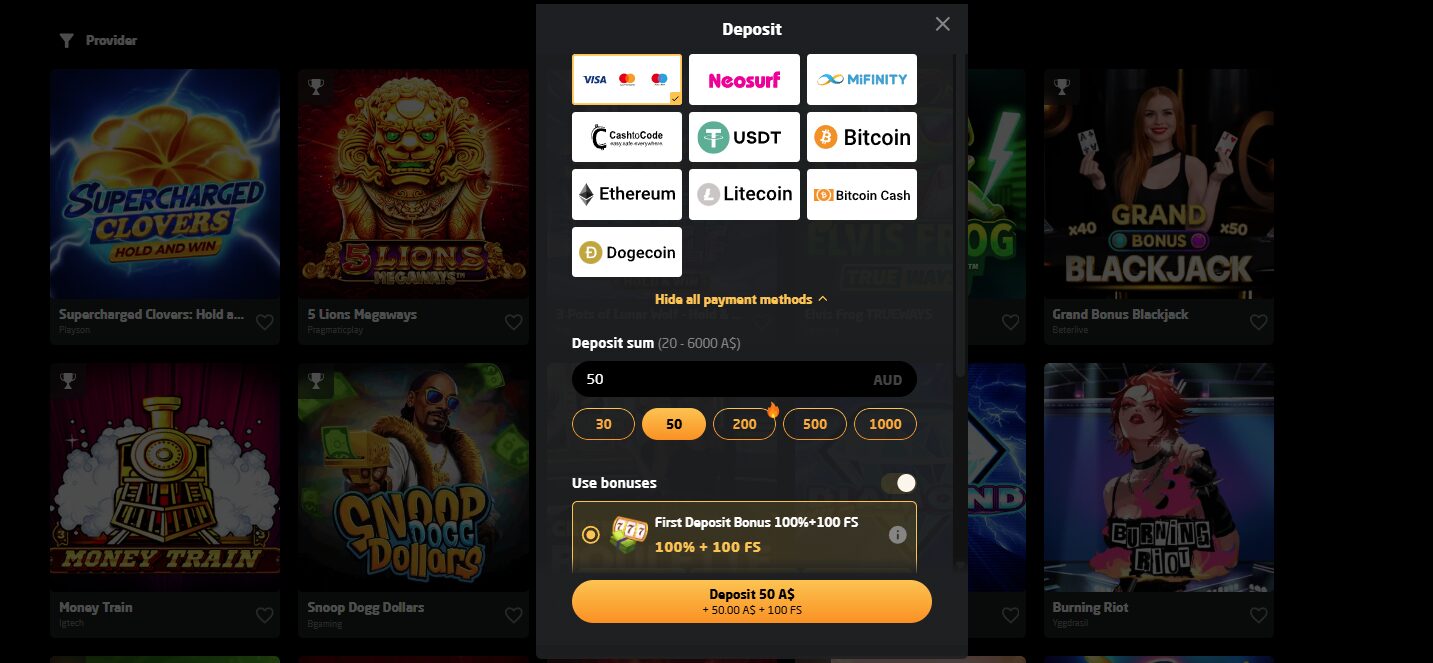 Stay Casino - Payment Methods