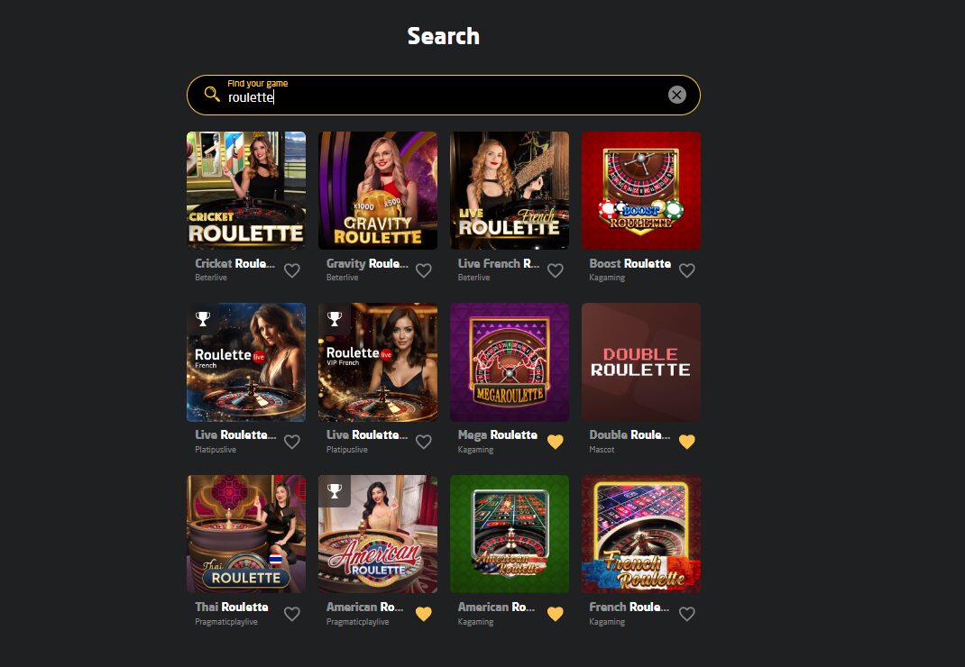 Stay Casino search bar results