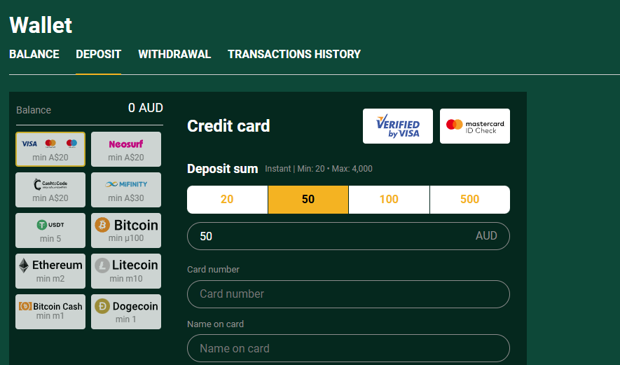 Richard Casino - Payment Methods