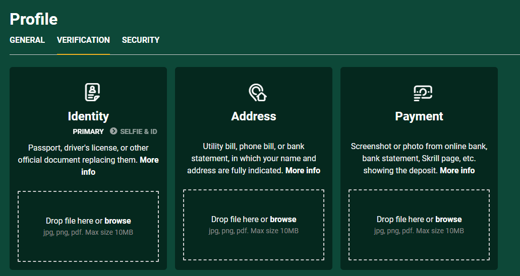 Richard Casino - Profile Verification