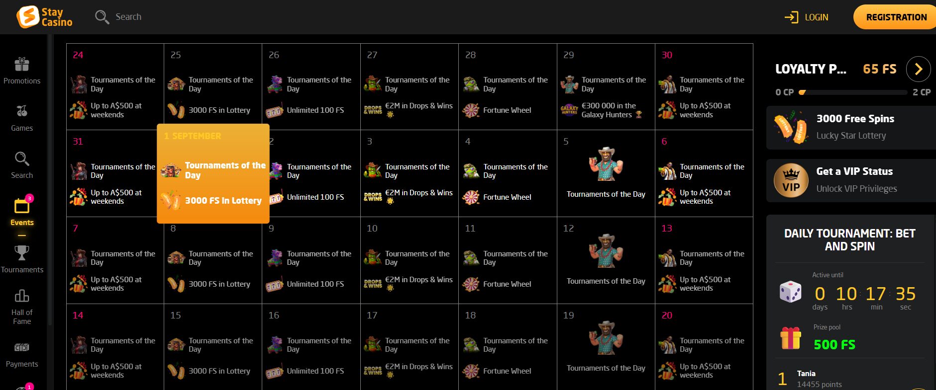 Stay Casino Events Calendar