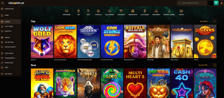 CrownPlay Casino game lobby