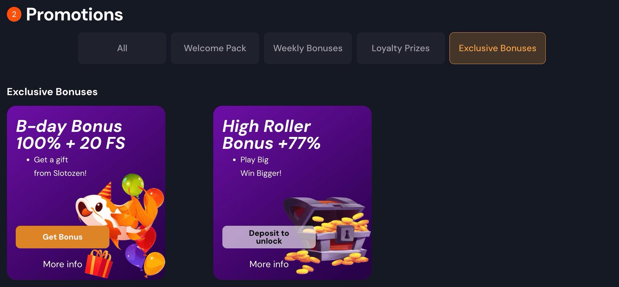 Slotozen Casino Exclusive bonuses