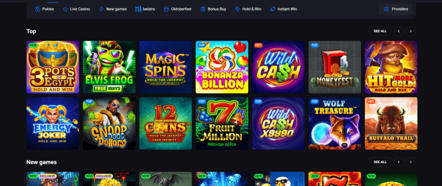 Lucky Vibe casino lobby