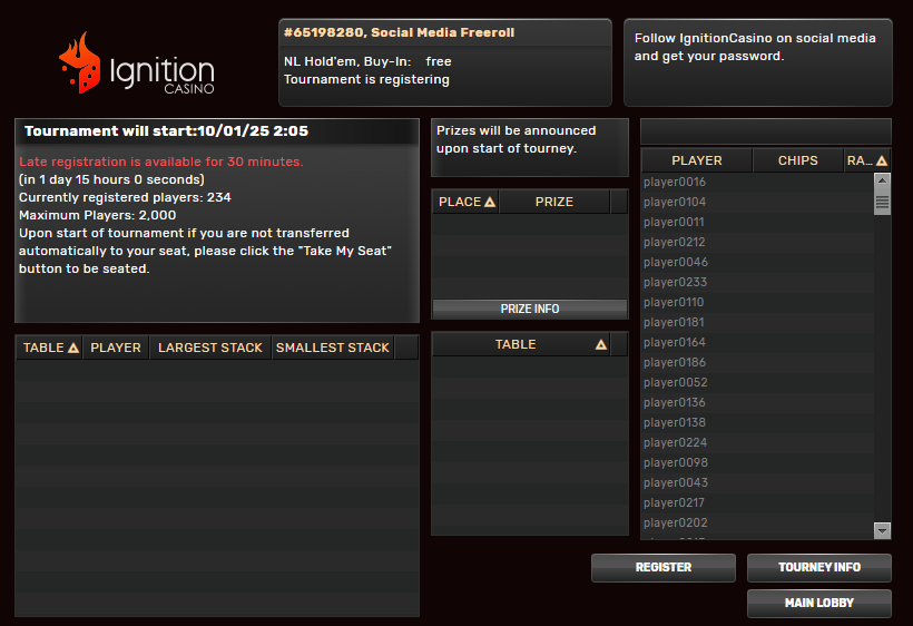 Ignition Casino Tournament