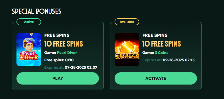 AllStar Casino Special Bonuses