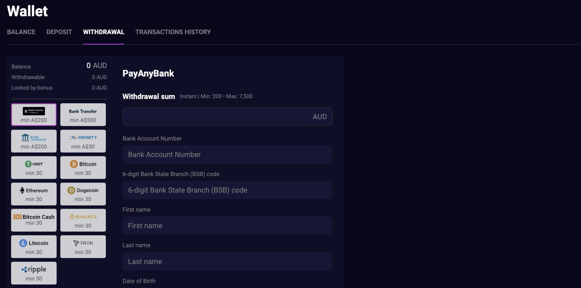 Lucky7even Casino withdrawal payment methods