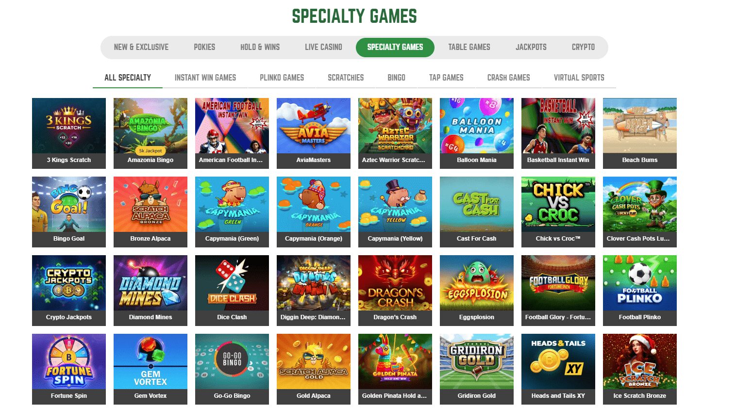 Joe Fortune Casino Speciality Games