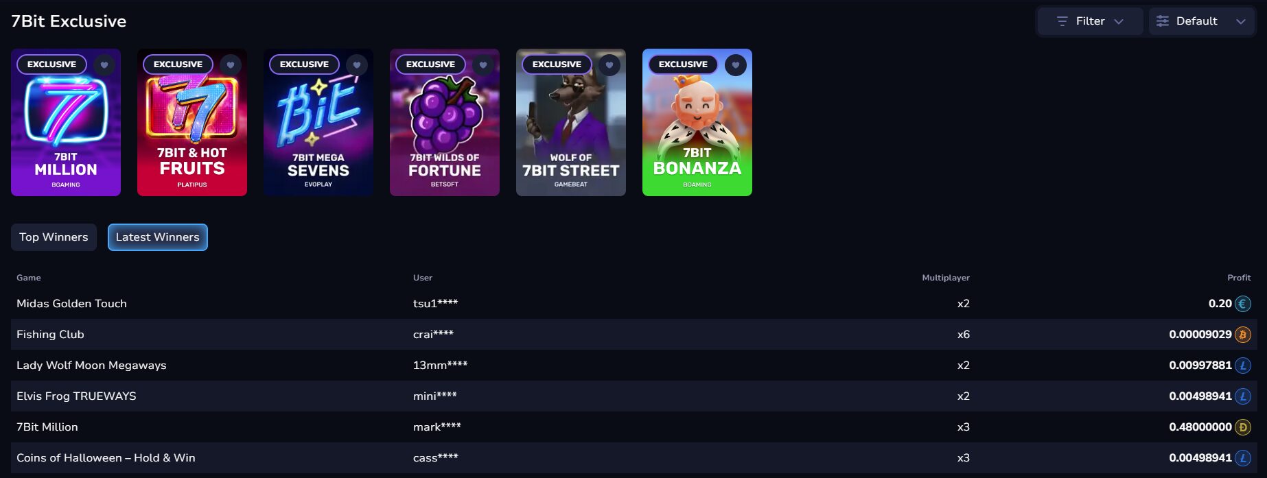 7Bit Casino exclusive games