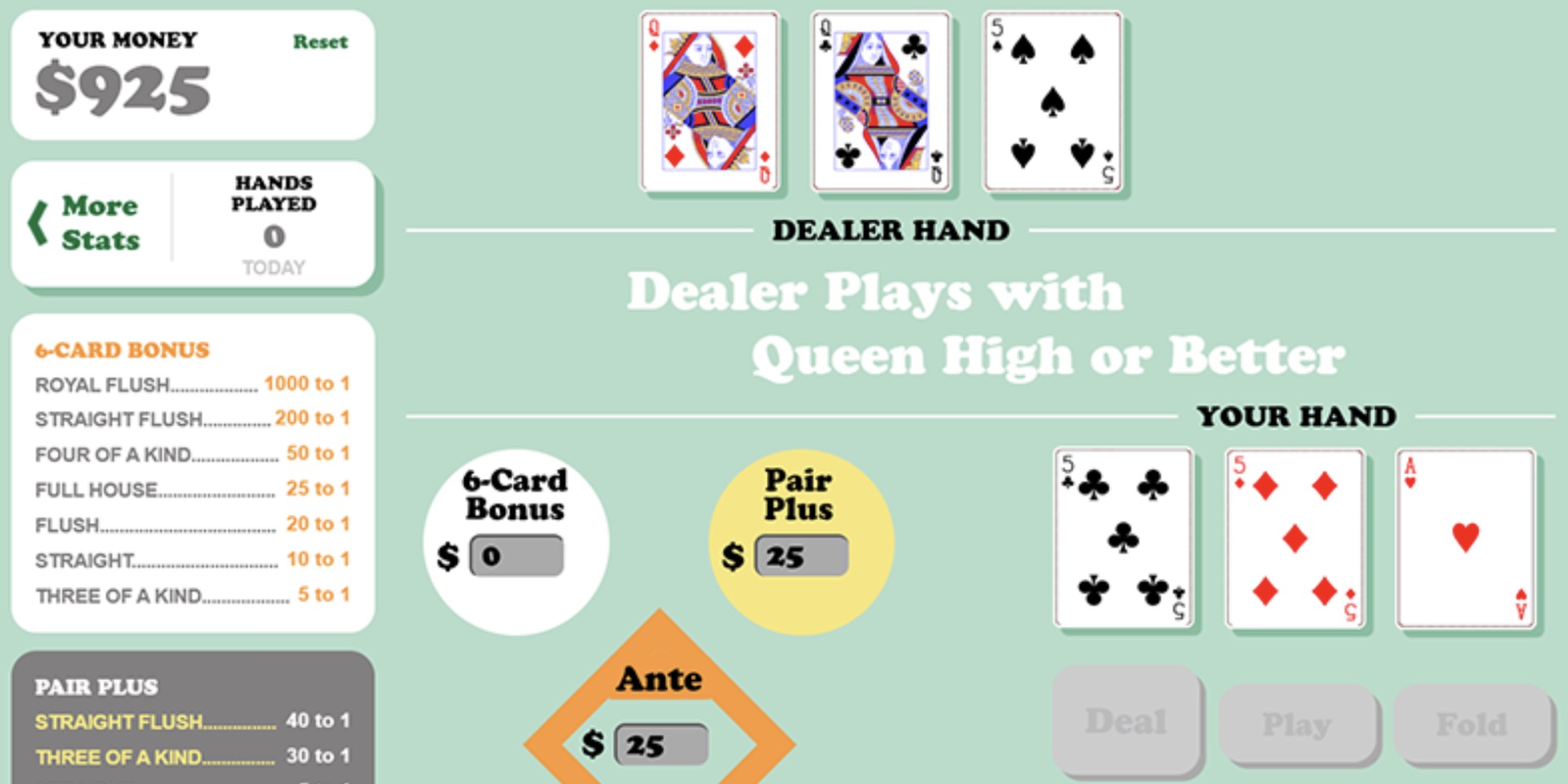 Three Card Poker Hand Example 3 smaller