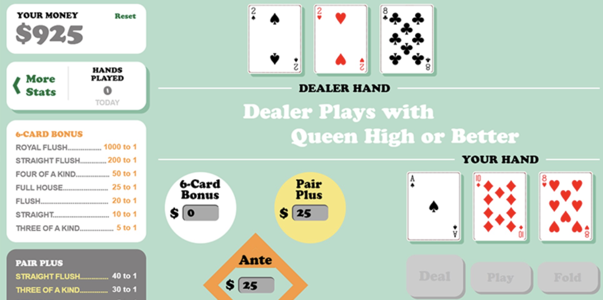 Three Card Poker Hand Example 4 smaller