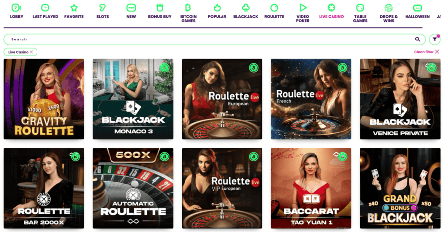 Rocket Casino live games