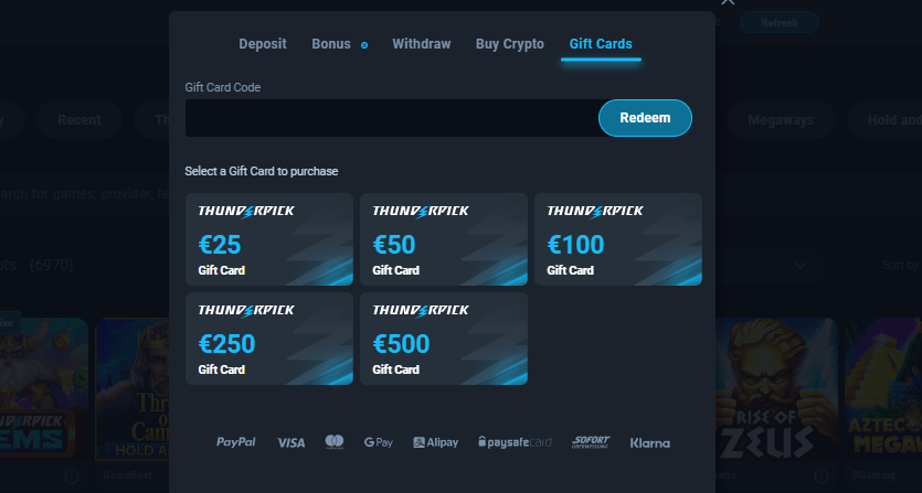 Thunderpick Casino gift cards