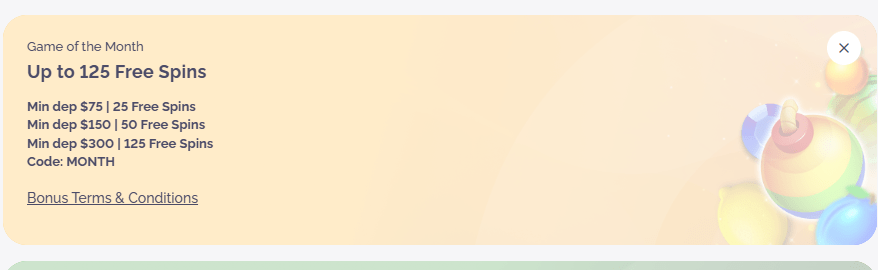 Boho Casino game of the month promo