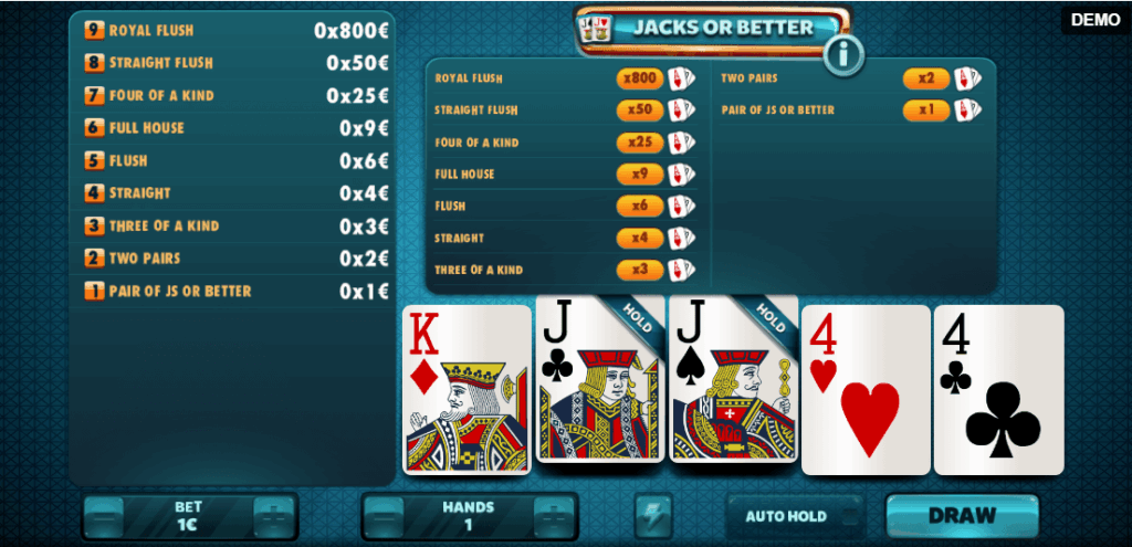 Jacks or Better scenario 1.2