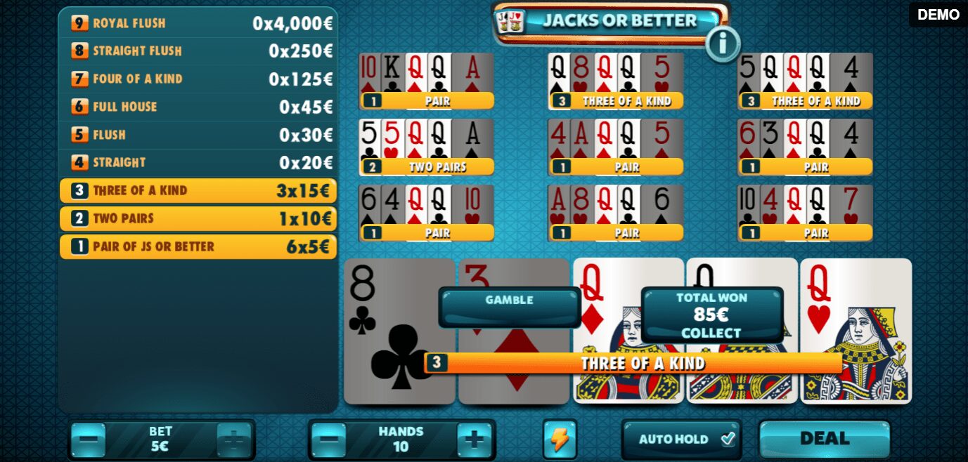 Jacks or Better 200-hand test 2