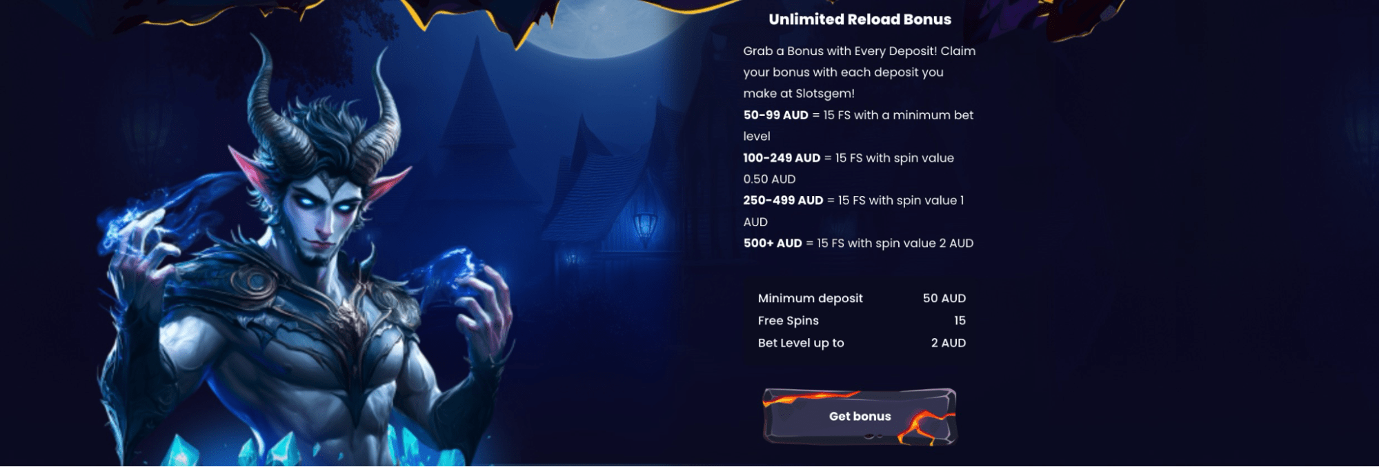 SlotsGem Casino Ulimited Bonus details