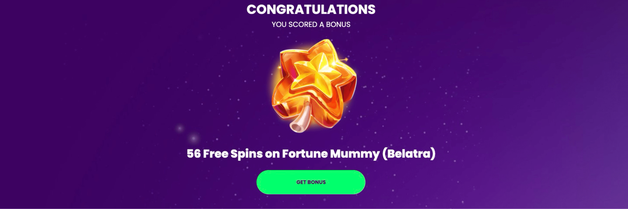 Rocket Casino bonus wheel reward 56 free spins