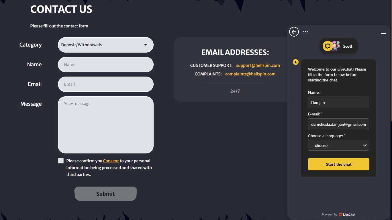 Hell Spin Casino customer support