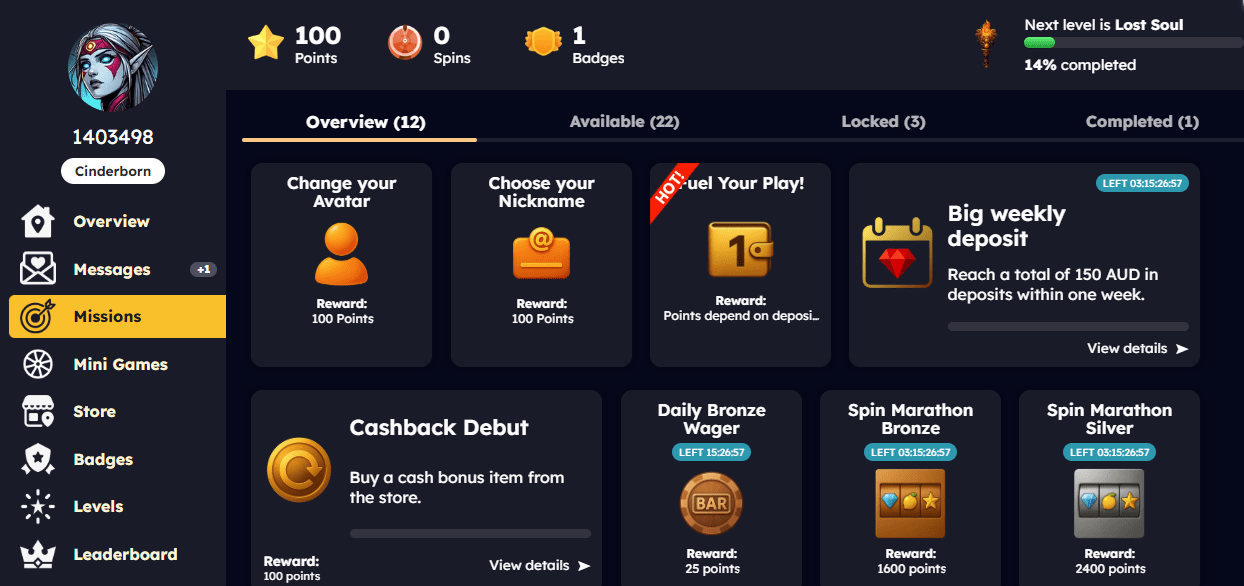 Hell Spin Casino Missions