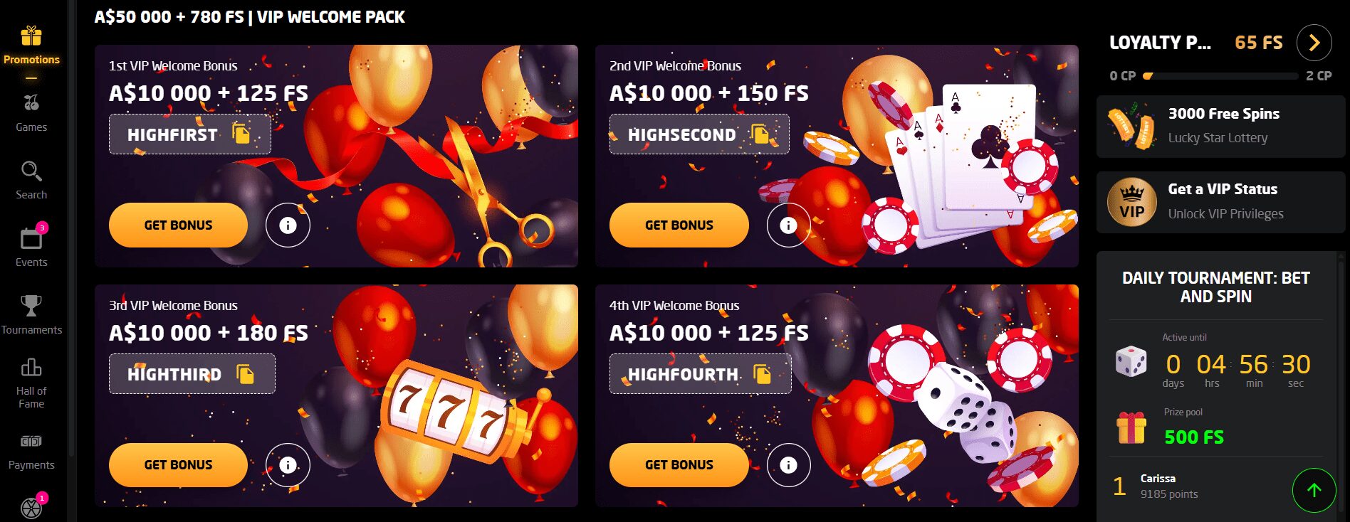Stay Casino VIP welcome bonus